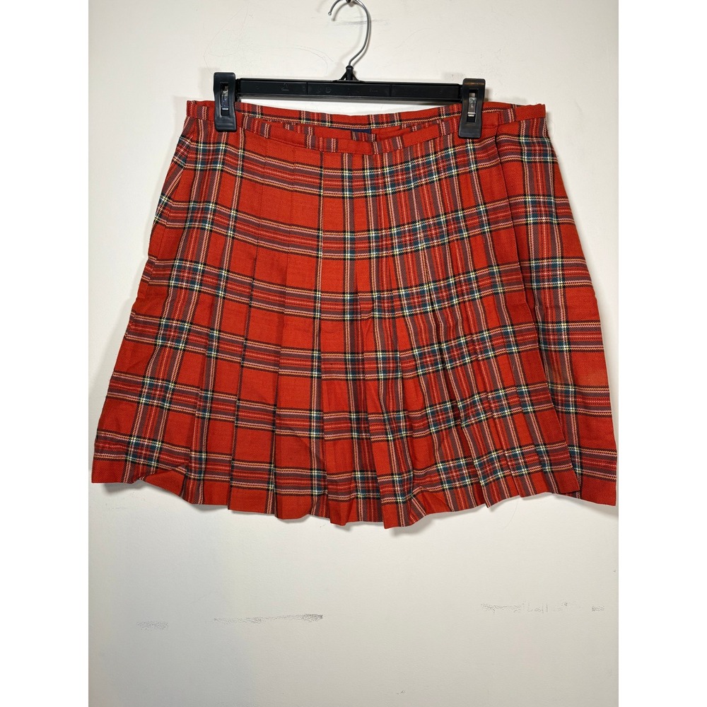 The Limited Pleated Mini Skirt Red Tartan Plaid Wool Blend Fall Academia 14